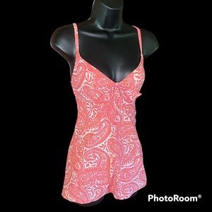 Talbots Pink Paisley One Piece Swimsuit Dress
